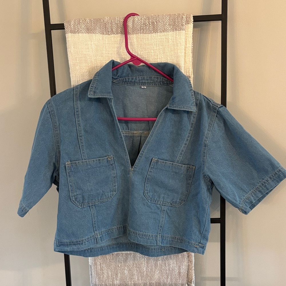 Kids Blue Denim Short-Sleeve Jacket